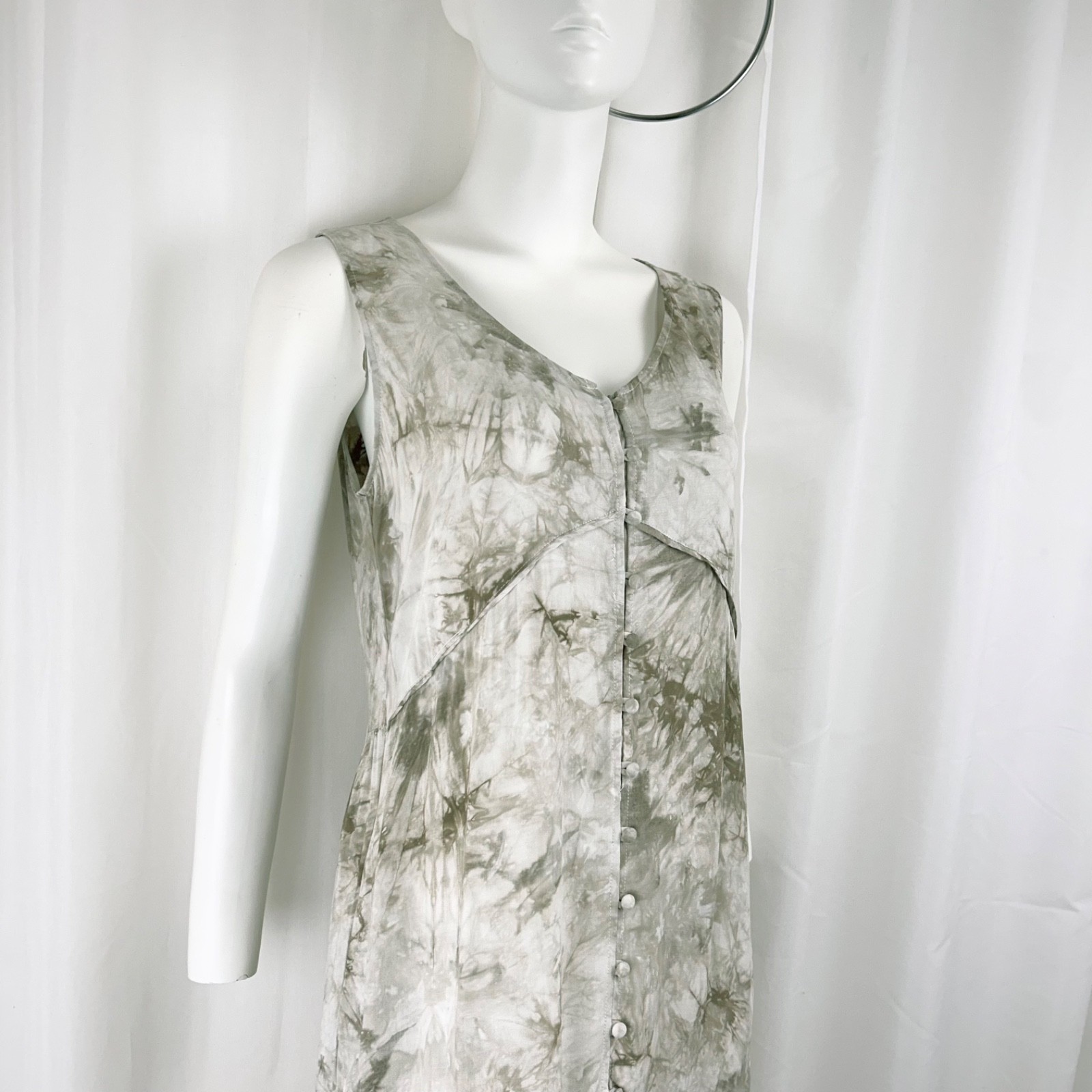 Tribal Brand Sleeveless 3-Tiered Boho Maxi Dress “Fern” Tie Dye XS