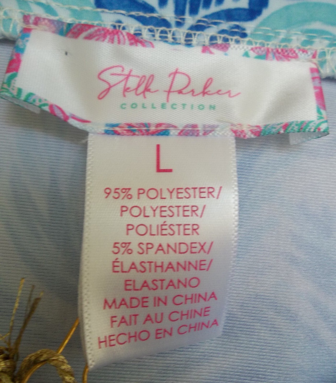 NWT Stella Parker Dress L Palms Blue Tropical Floral Sleeveless Pullover Pockets