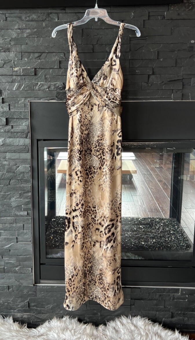 A.B.S. Allen Schwartz Collection Leopard Animal Print Long Dress Size 4