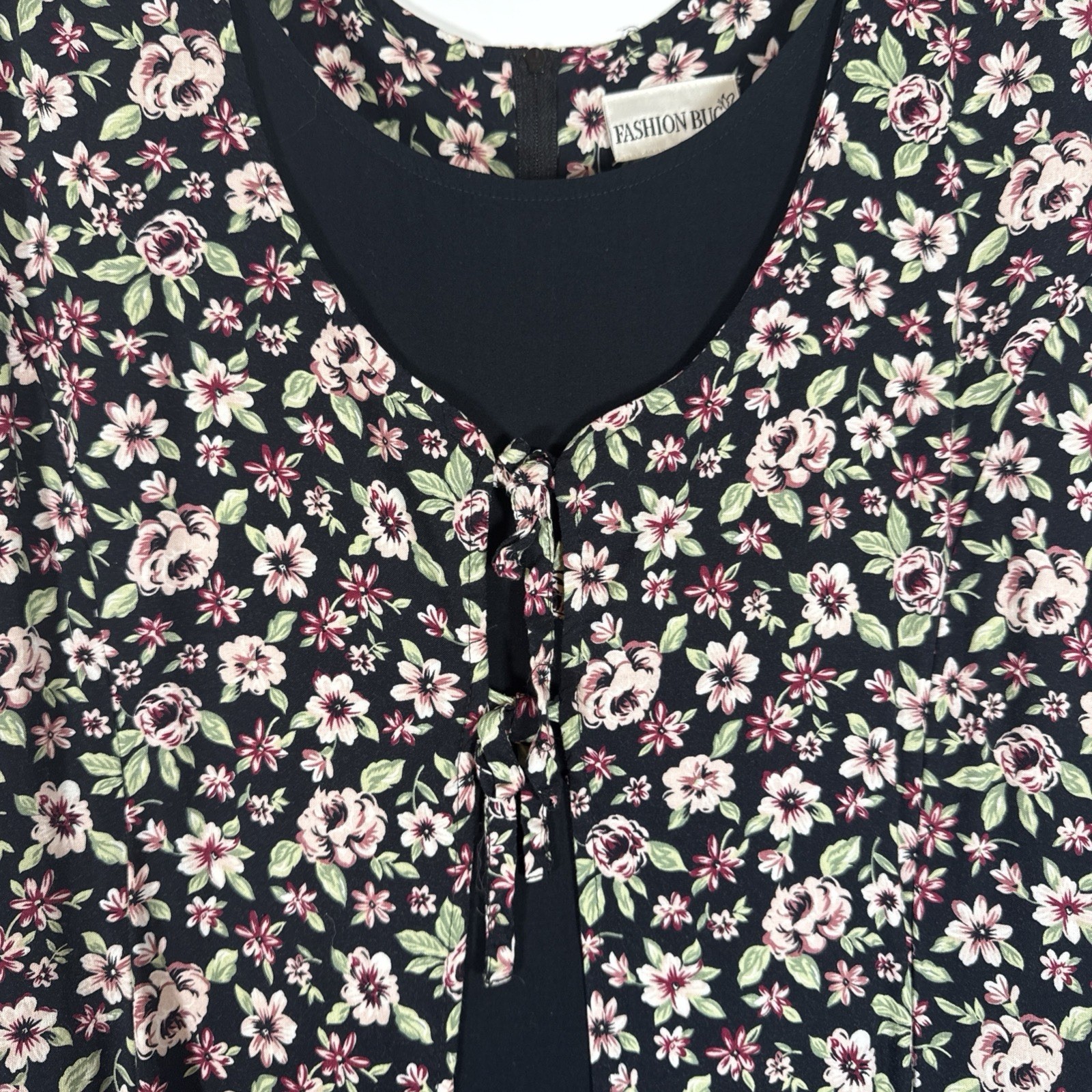 Vtg Fashion Bug Y2K Floral Maxi Dress Sz 26/28W Boho Cottage 90s Fairy Tie Goth