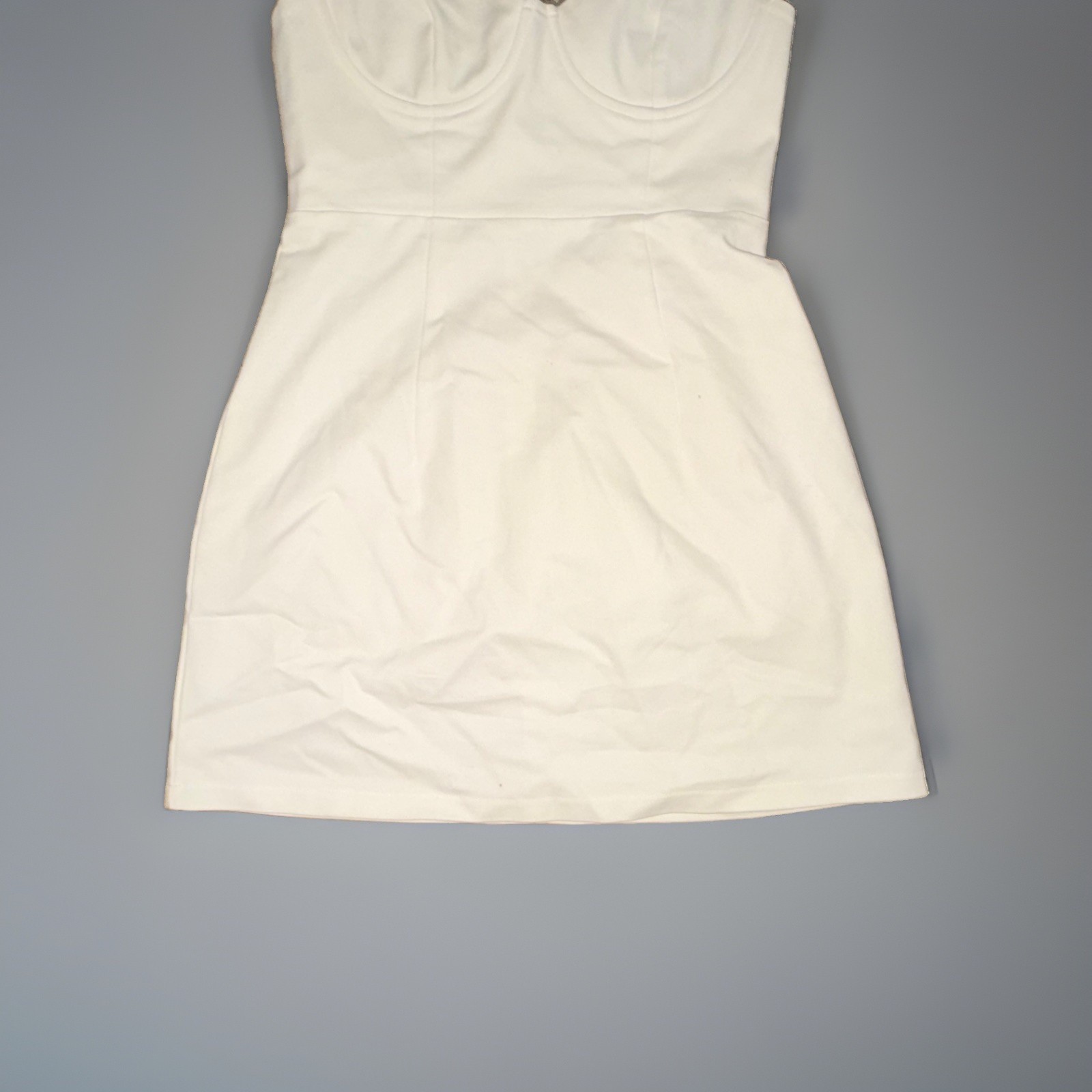 Princess Polly White corset Sweetheart Strappy bustier Knit Mini Dress Zip sz 8