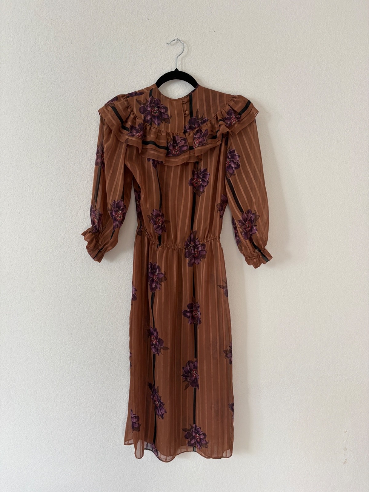 billy jack for her vintage 80s dress with black stripes and flower prints