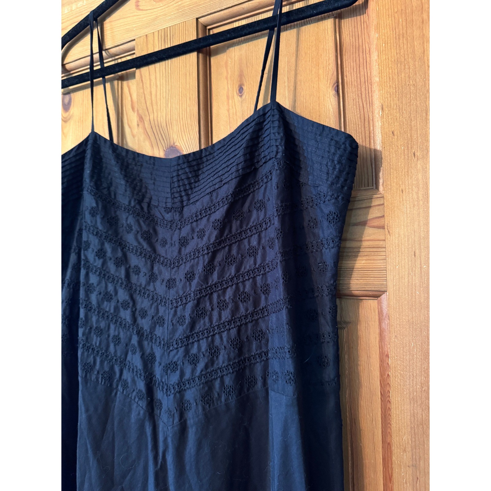 J.Crew Black Eyelet Cotton Spaghetti Strap Sun Dress Size 12 Style 64184 SU 04