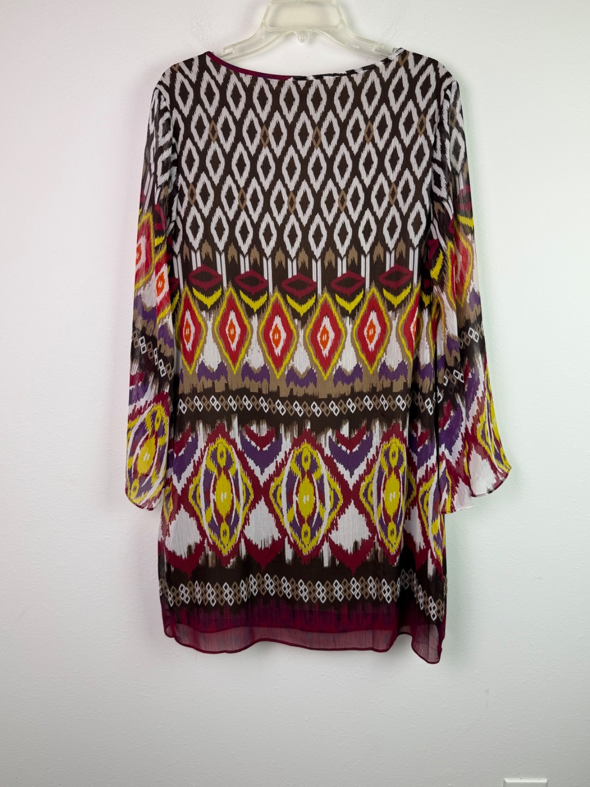 Wrangler Aztec Ikat Print Tunic Dress Size XL Bell Sleeve Boho Southwestern Chic