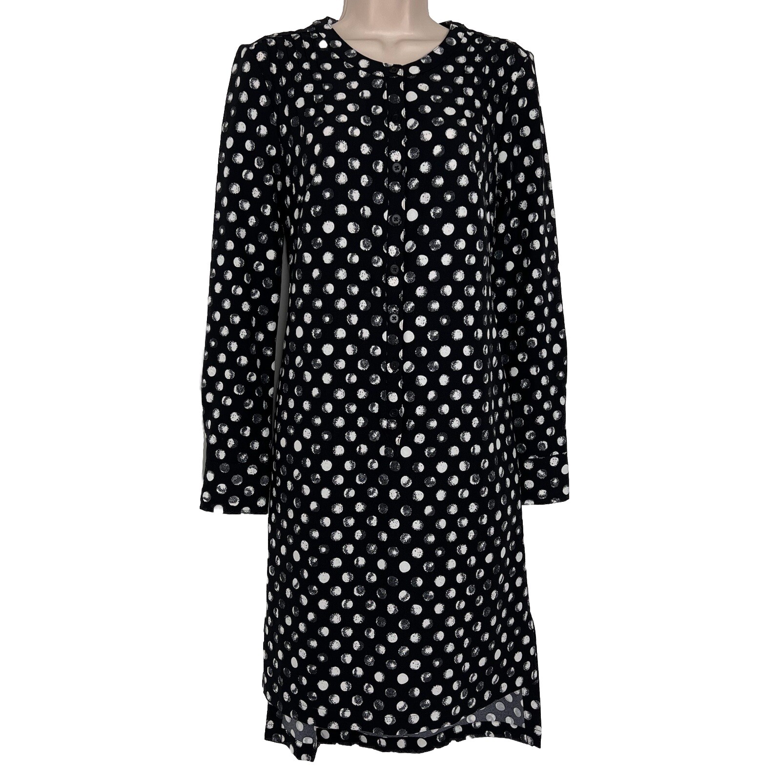 Merona Shirt Dress Women’s XS Long Sleeve Belted Polka Dot Shift Side Pockets