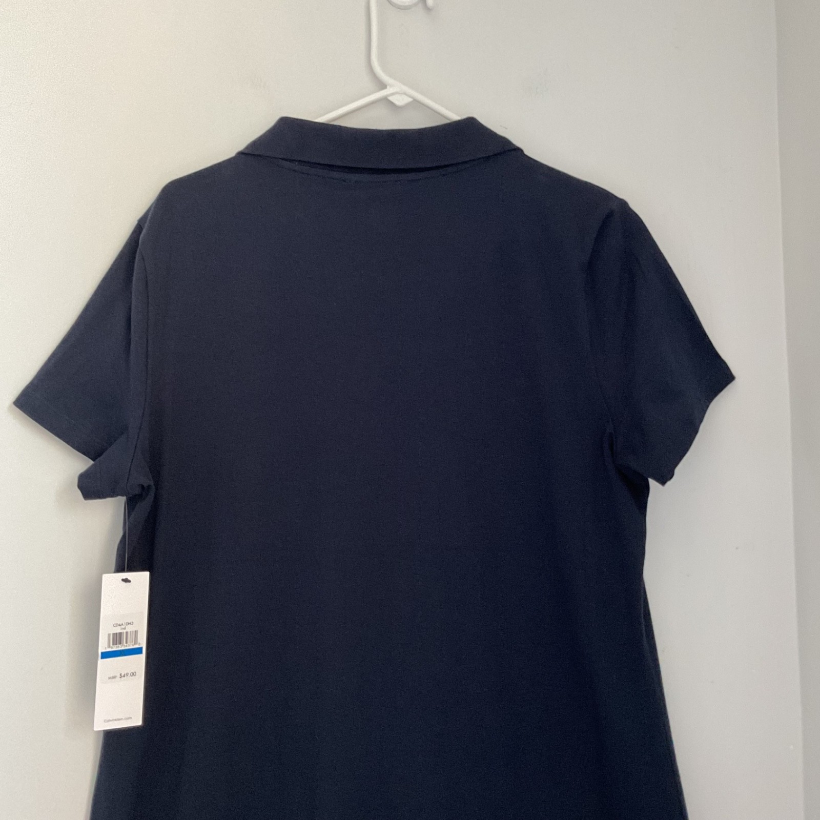 Calvin Klein Navy Blue Polo Dress Size XL Stretch Split Neck Embroidered Logo