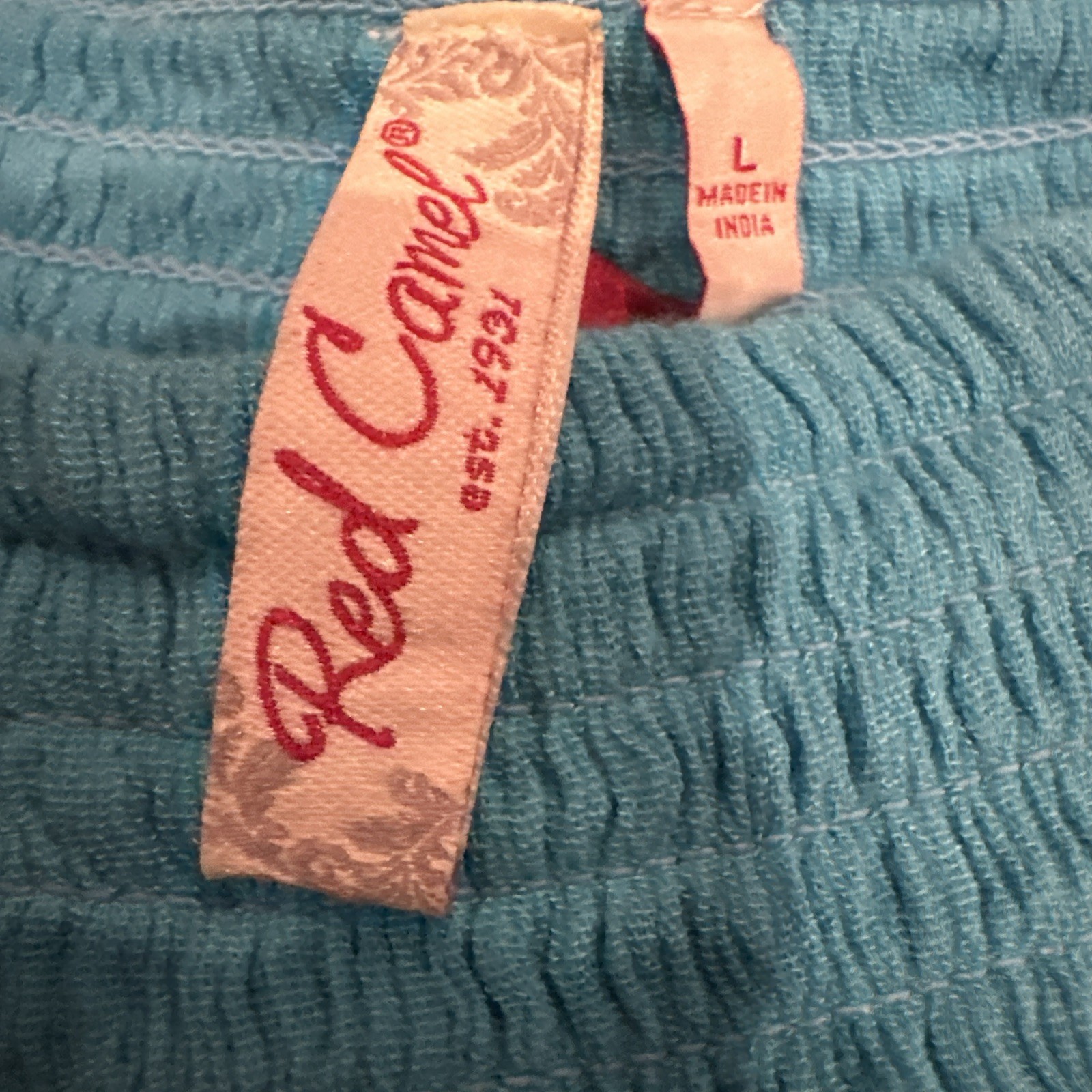 Red Camel Dress Womens Size Large Aqua Blue Lined Mini/shirt Boho, Southwestern