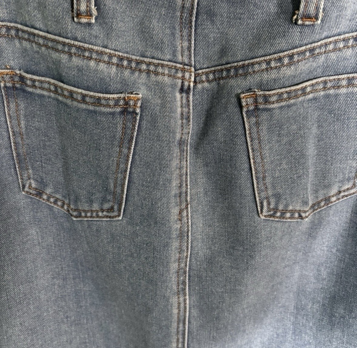 Sincerely Jules Blue Denim Strapless Button Front Smocked Pocket Midi Dress S
