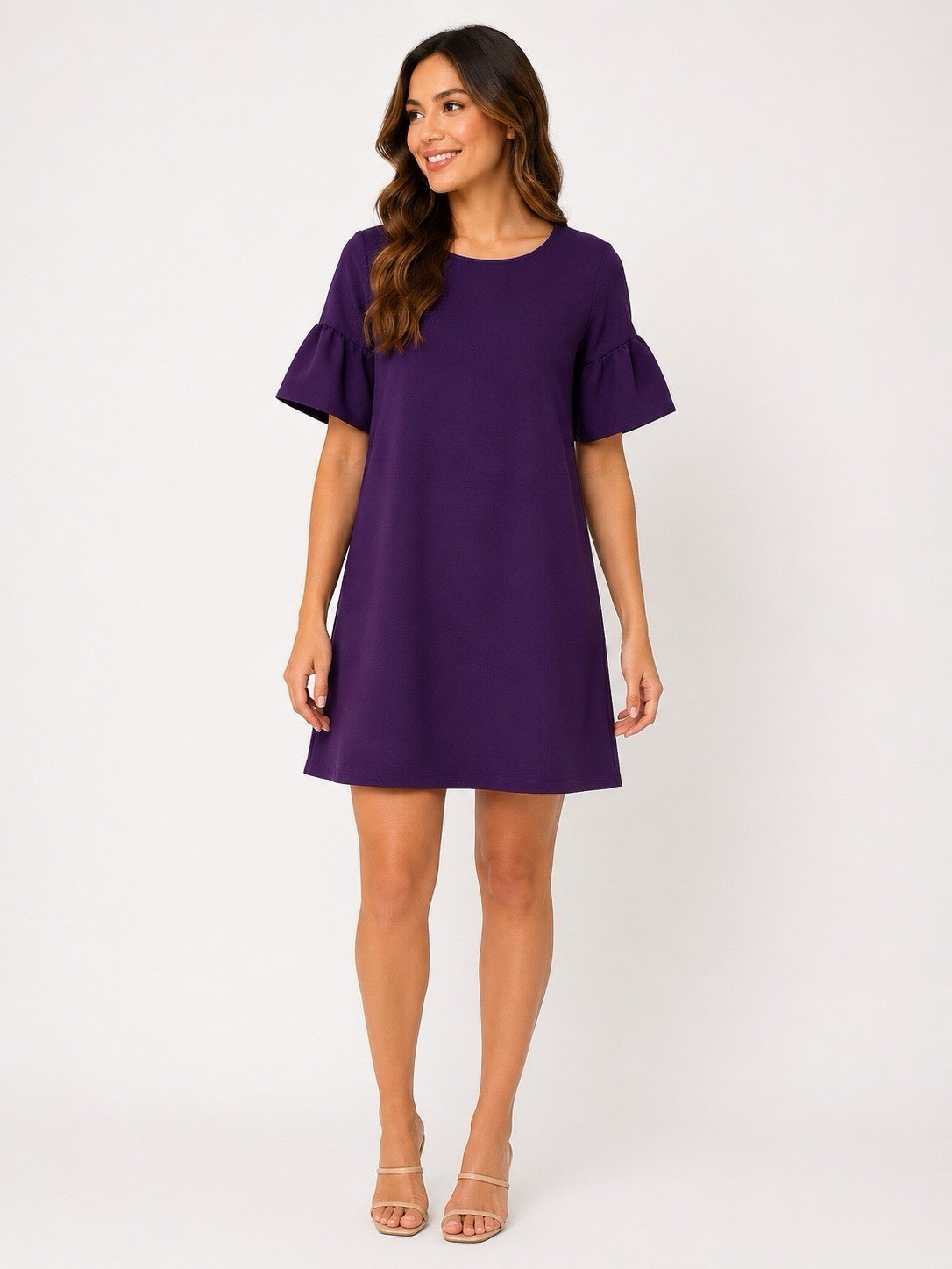 Agnes & Dora Purple Shift Dress Bell Sleeve Above Knee Women’s Medium