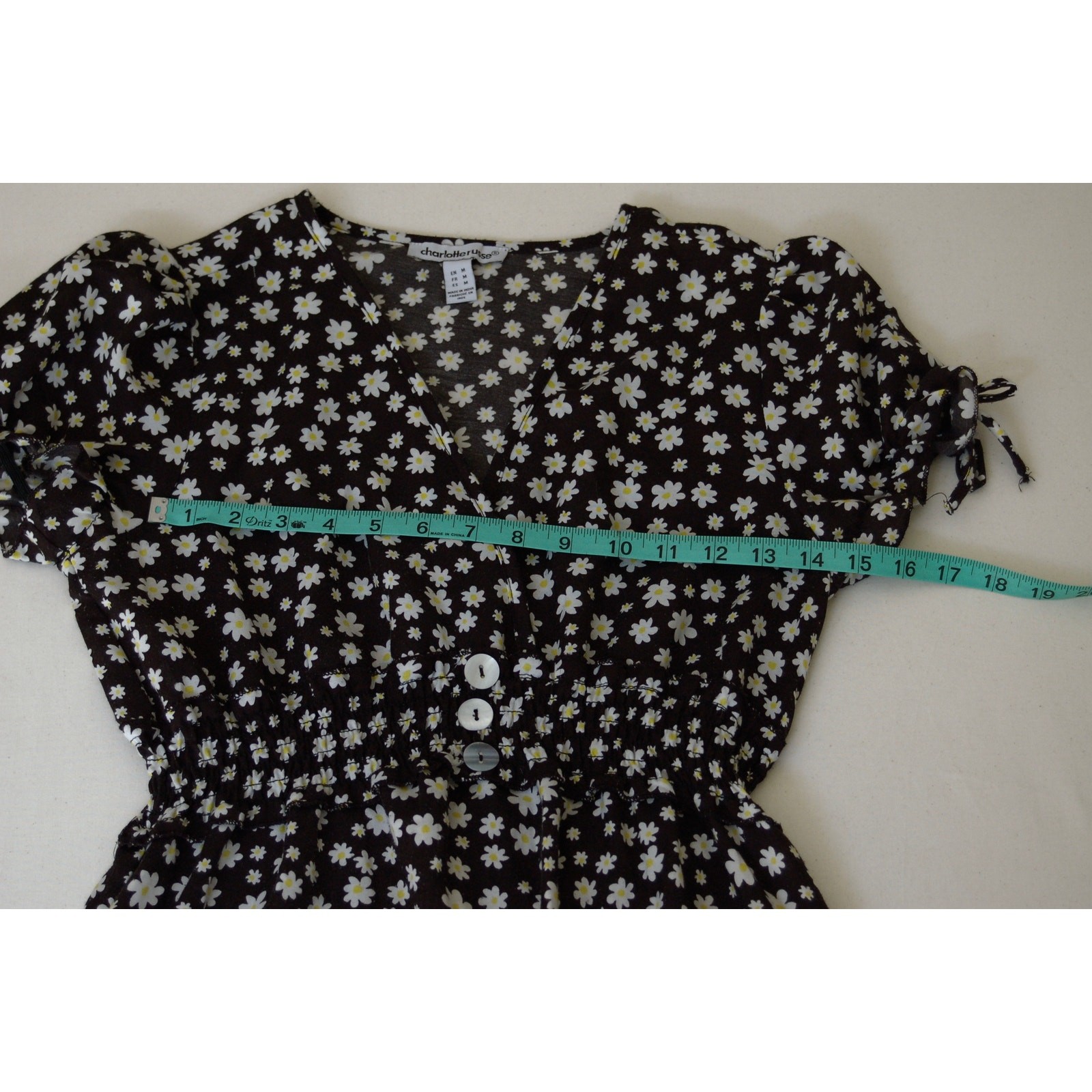 Charlotte Russe Black Daisy Dress Ruffle Tiered Midi M Cottagecore 90s Grunge
