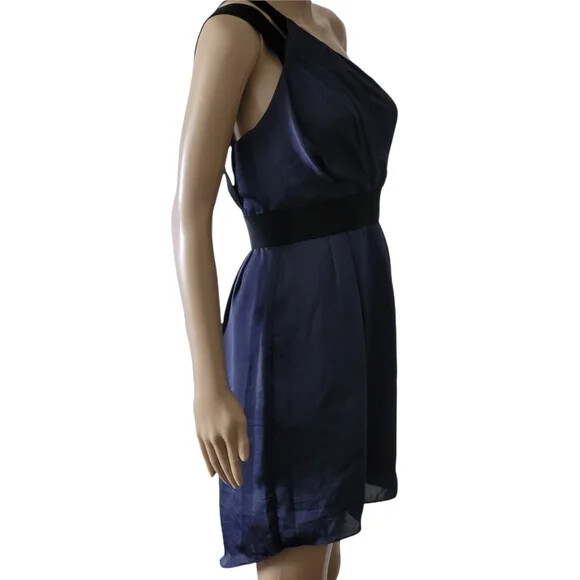 BCBGeneration One Shoulder Mini Dress Navy Blue Short
