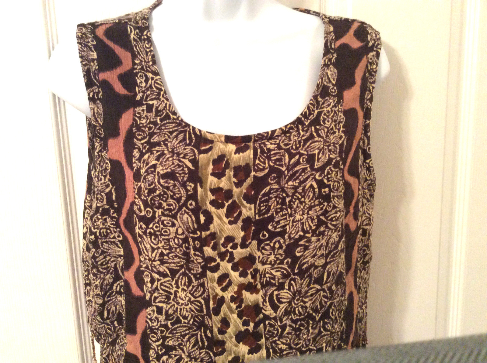 MPH Womens Sleeveless Maxi Dress Brown Animal Print | Small | India