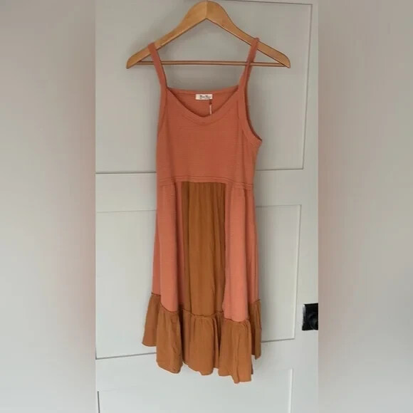 Miss Me Mixed Media Cami Dress NWT Size S Color Burnt Orange