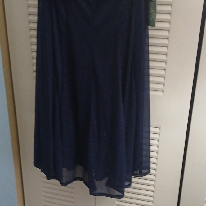 Navy Blue Sparkle Shawl Wrap Sleevless Built In Slip Cocktail Or Evening Dress