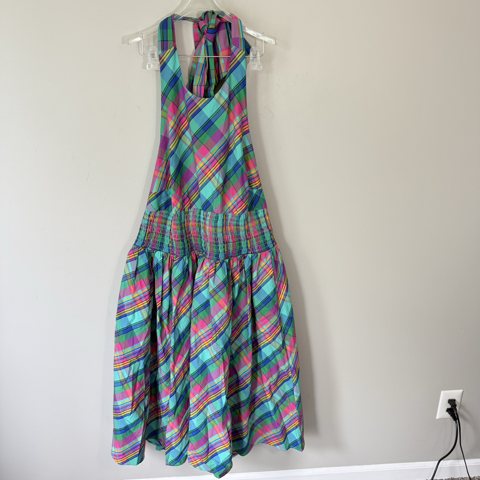 Christopher John Rogers Target Plaid Halter Dress Multicolor Smocked 16W/18W NEW