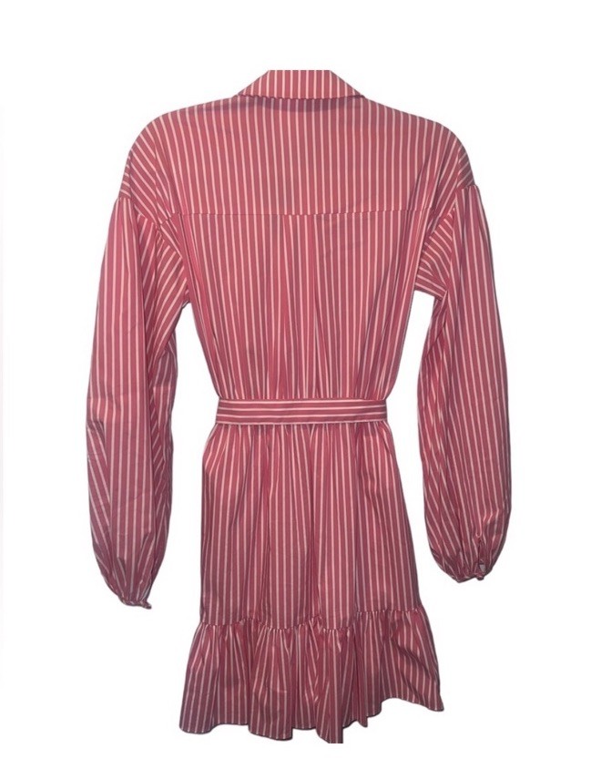5à7 Cinq à Sept Tous Les Jours Pink/White Striped Belted Shirt Dress 00