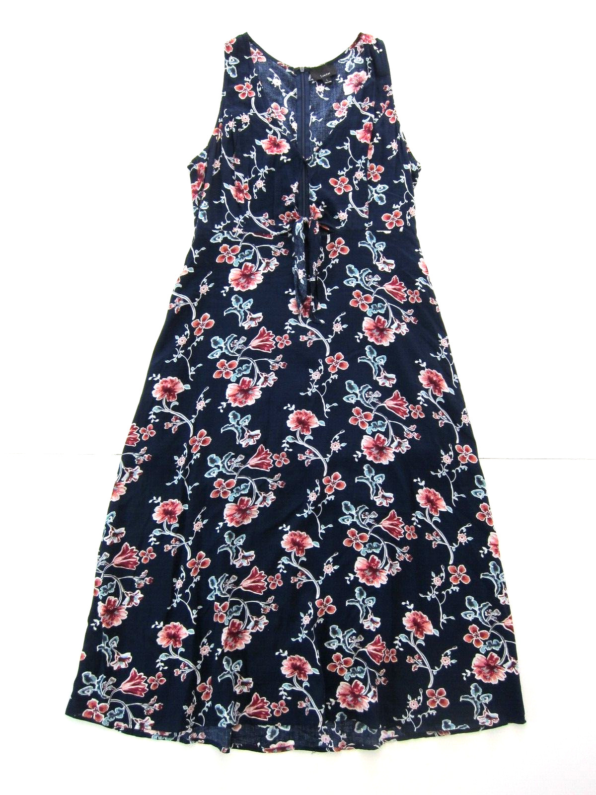 Lumiere Anthropologie 100% Rayon Blue Pink Floral Long Maxi Tank Sun Dress Large