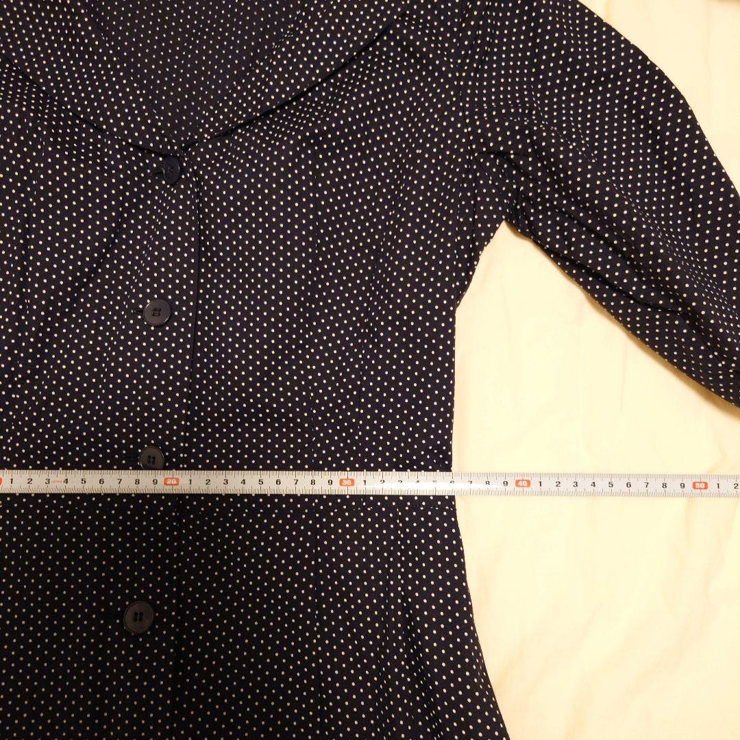 Agnes b Polka Dot Dress Navy Cotton Long Sleeve Women’s 38 Made in France