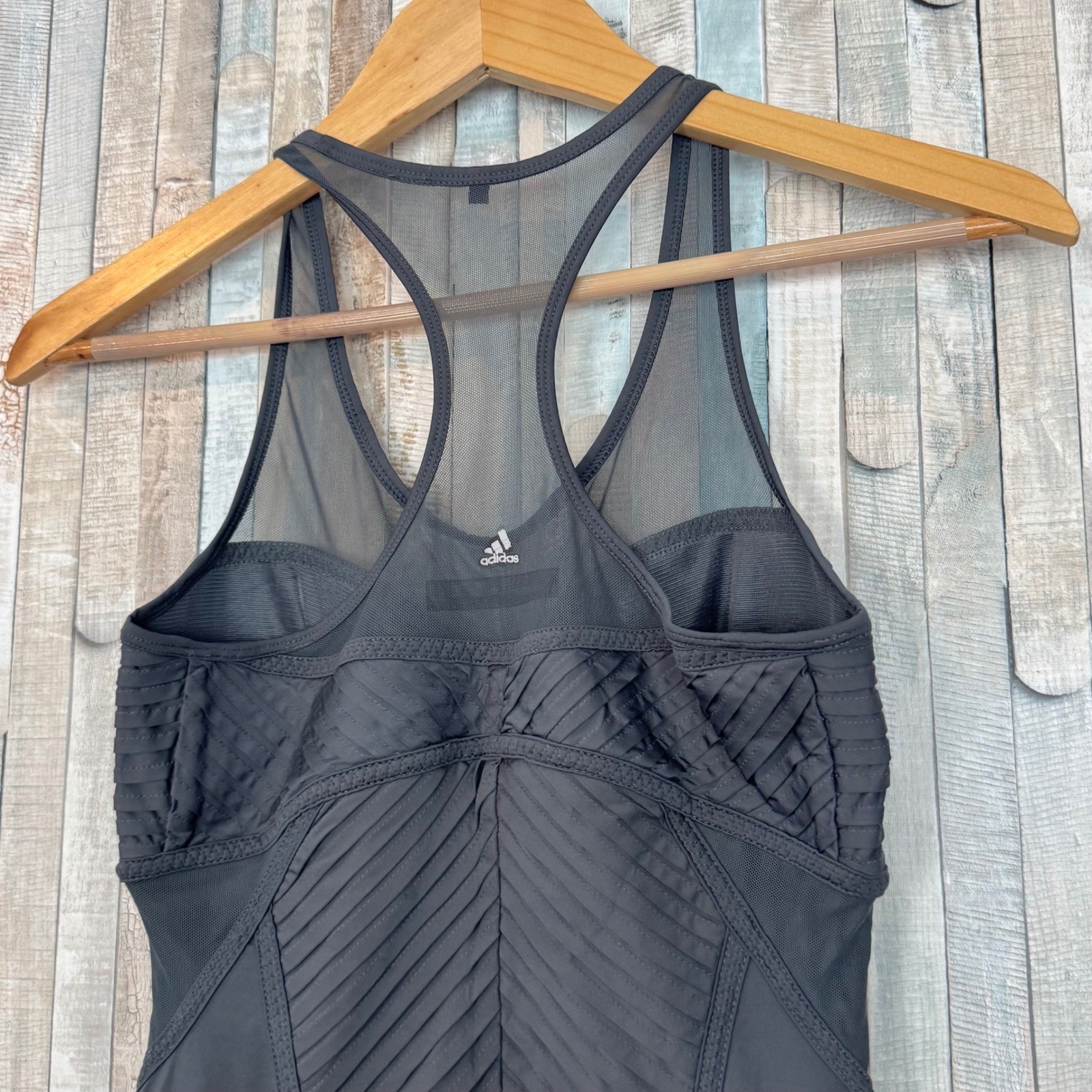 Adidas by Stella McCartney Mini Tennis Dress Mesh Pleated Racerback Charcoal 2 4
