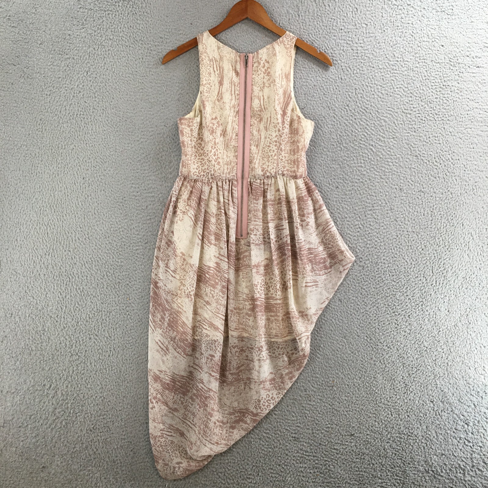 Mustard Seed Asymmetrical Draped Dress Womens M Sleeveless Snake Print Beige