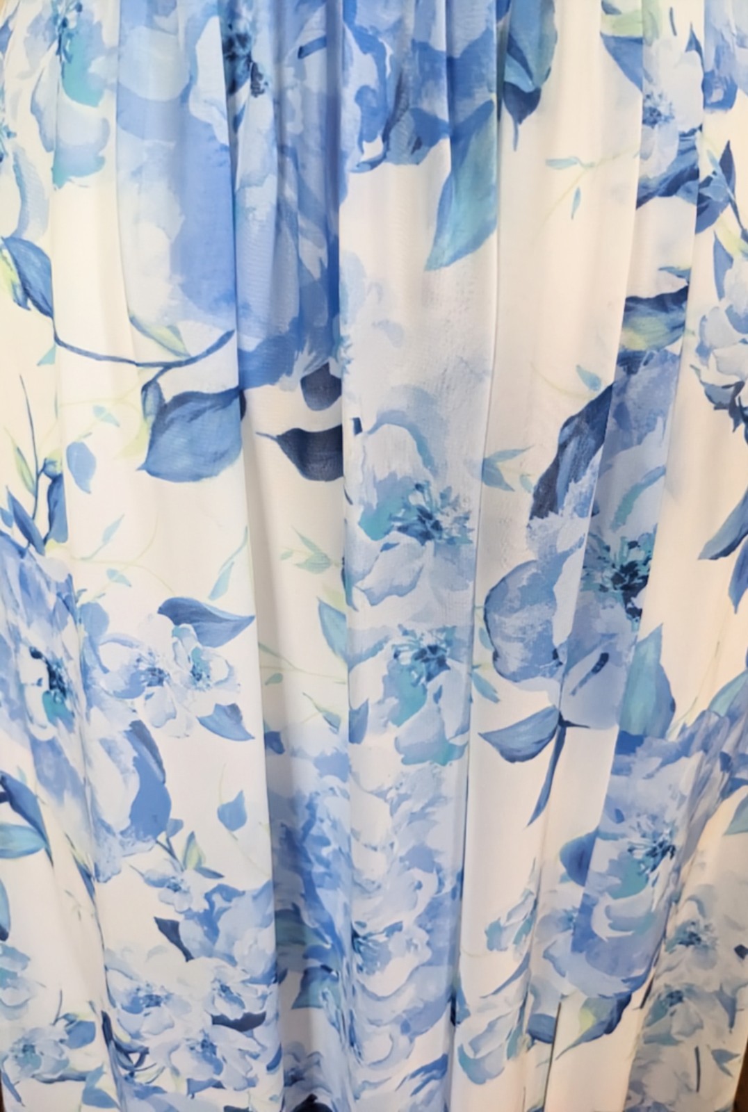 Morgan & Co Blue Floral Halter Maxi Dress Size 5 Chiffon Prom Formal Wedding