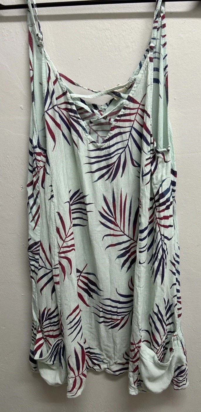 Lagaci Tropical Palms Mini Cover-up Green Multicolor M Strappy V-Neck Pockets