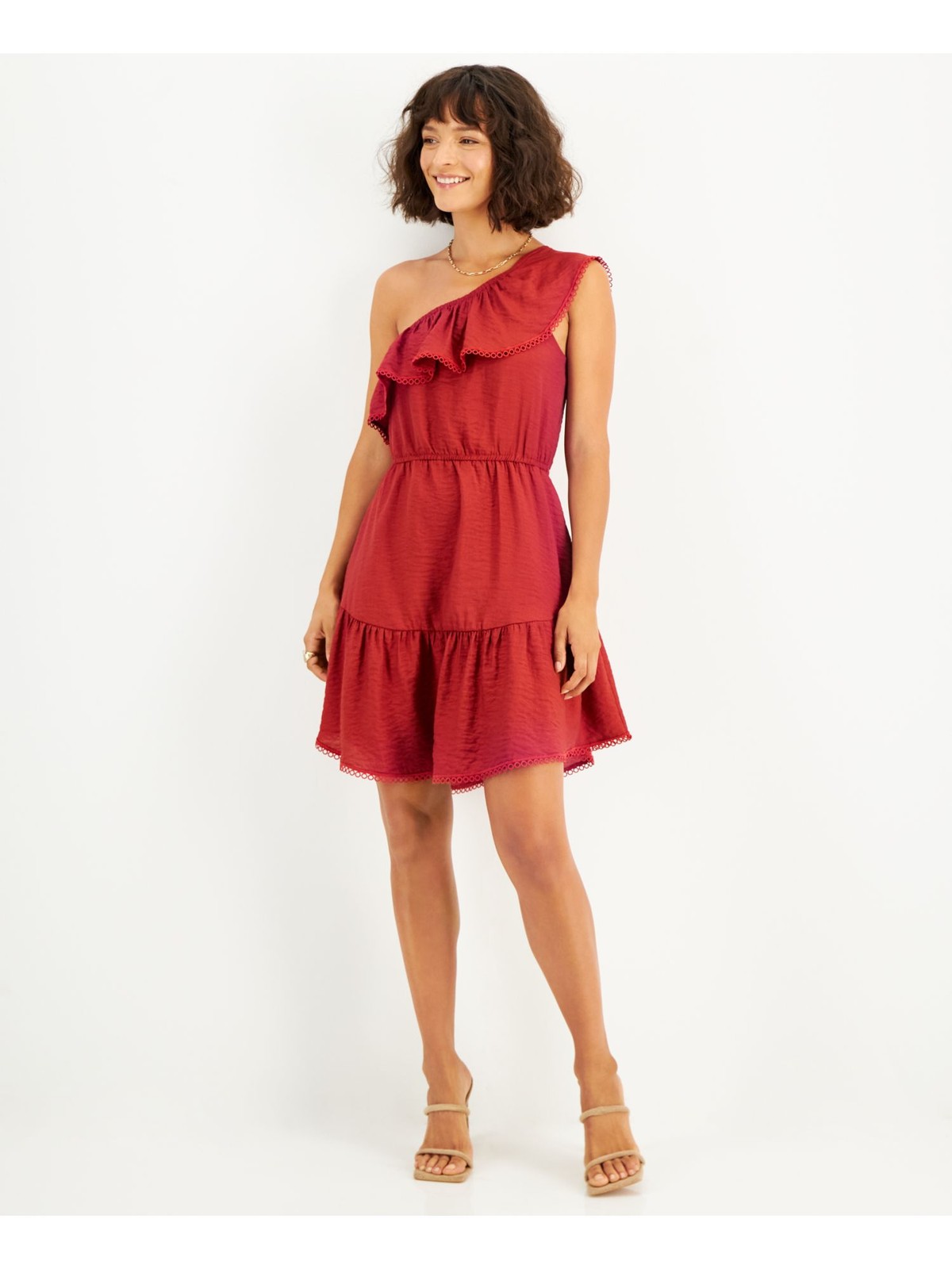 BAR III DRESSES Womens Red Lined Pullover Cap Sleeve Fit + Flare Dress XL