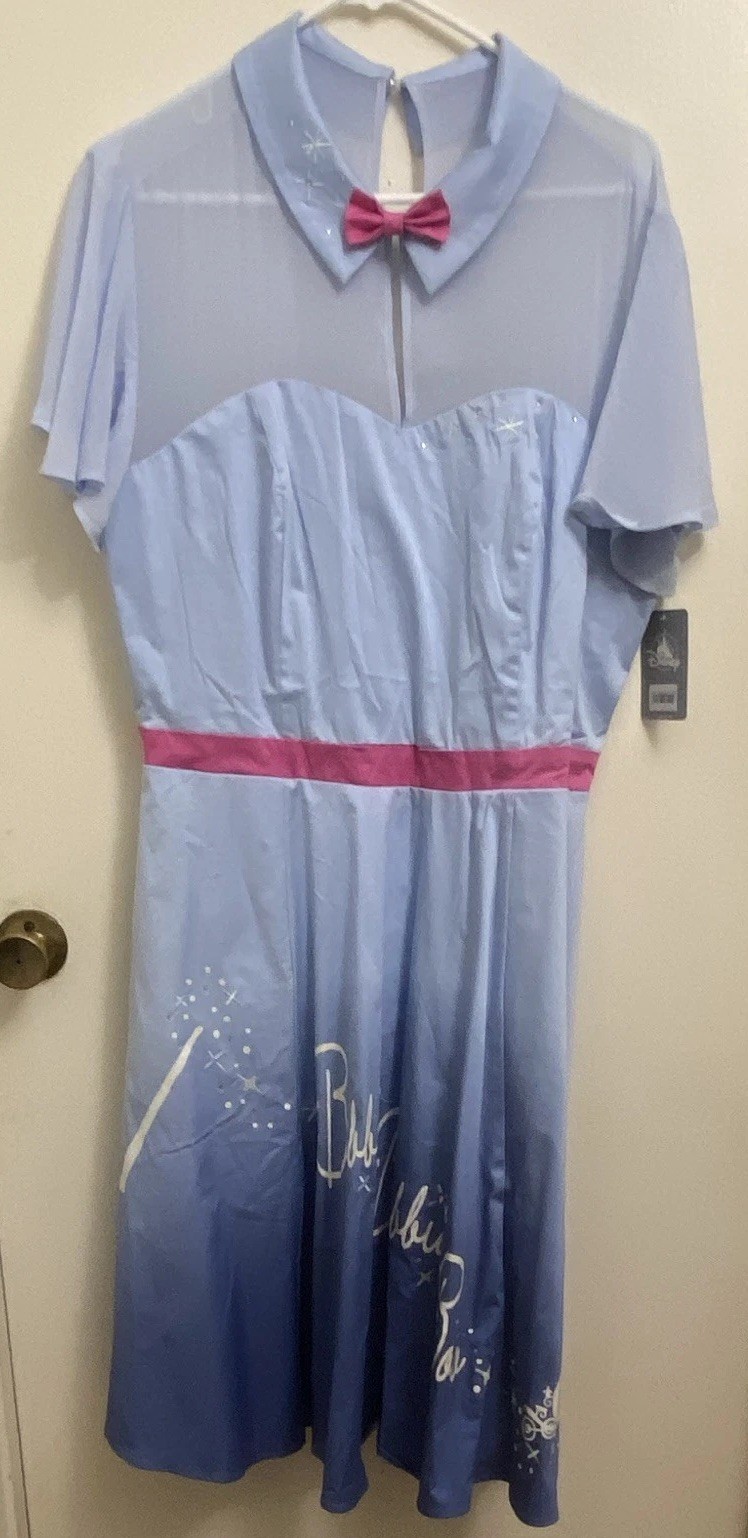 Disney Cinderella Bibbidi Bobbidi Boo Blue Fit & Flare Chiffon Bow Dress XL