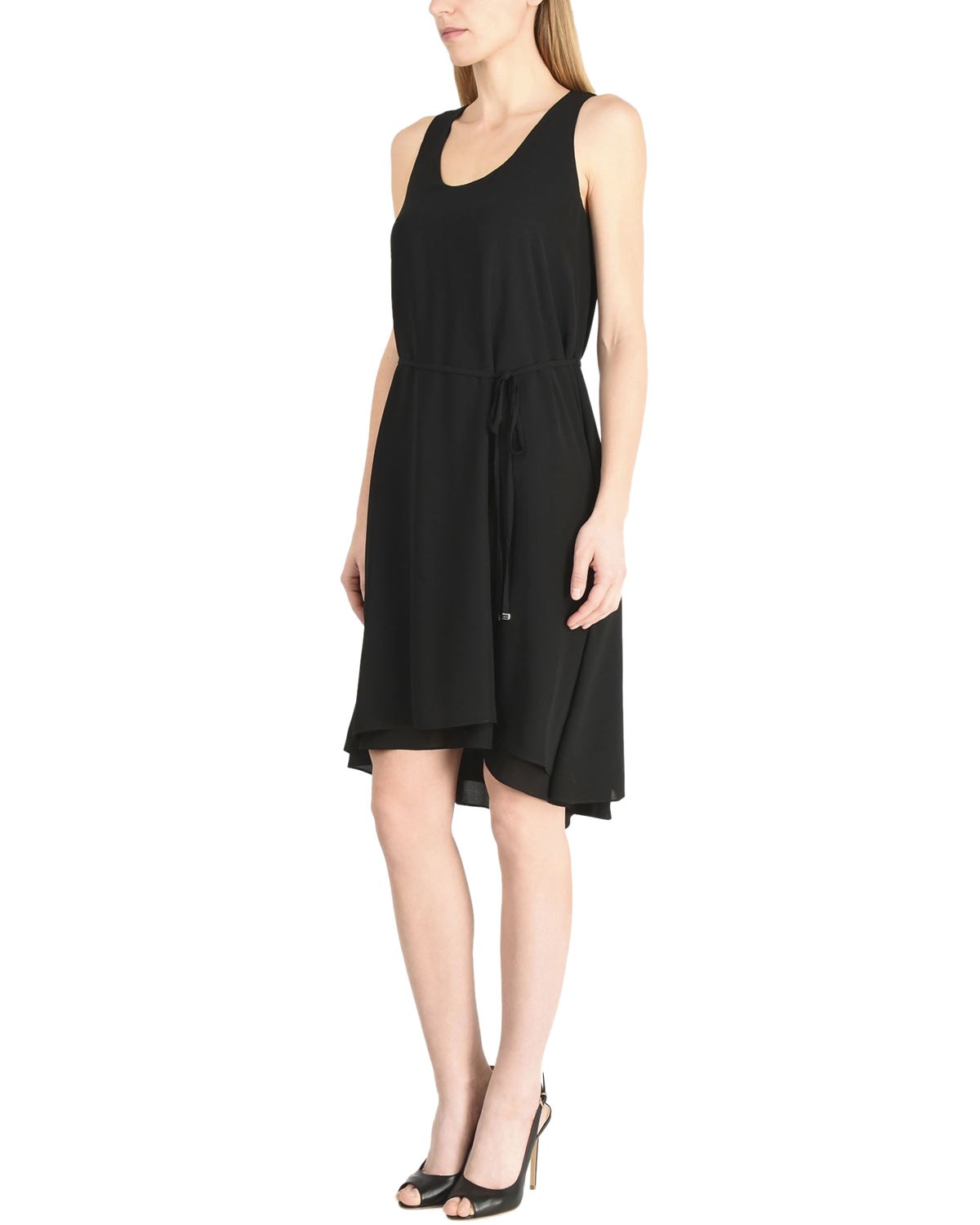 A|X Armani Exchange Womens Sleeveless Tie Waist Dress 0 Black