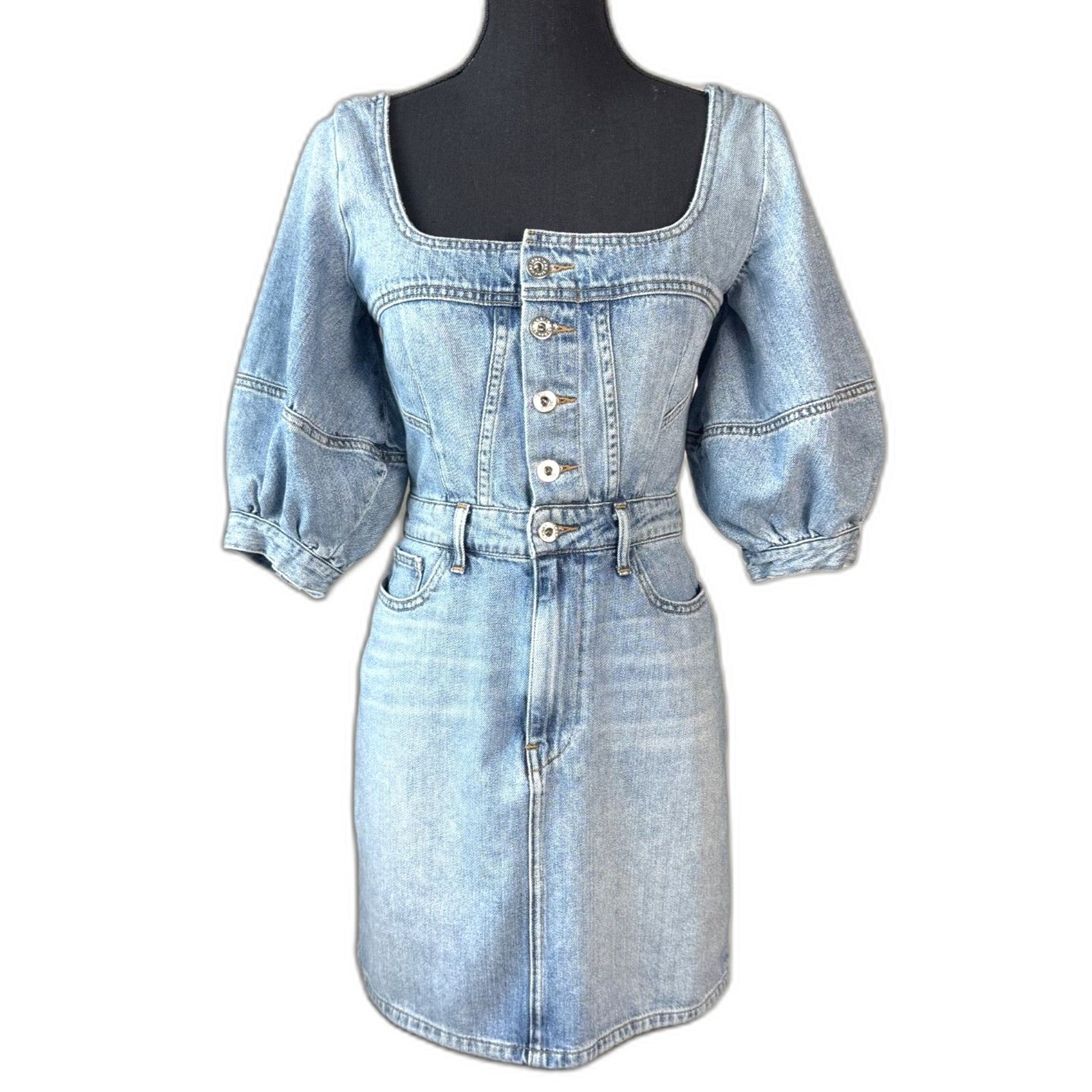 Size 4 Jonathan Simkhai Standard Poppy dress lightwash denim Americana Y2K 10705