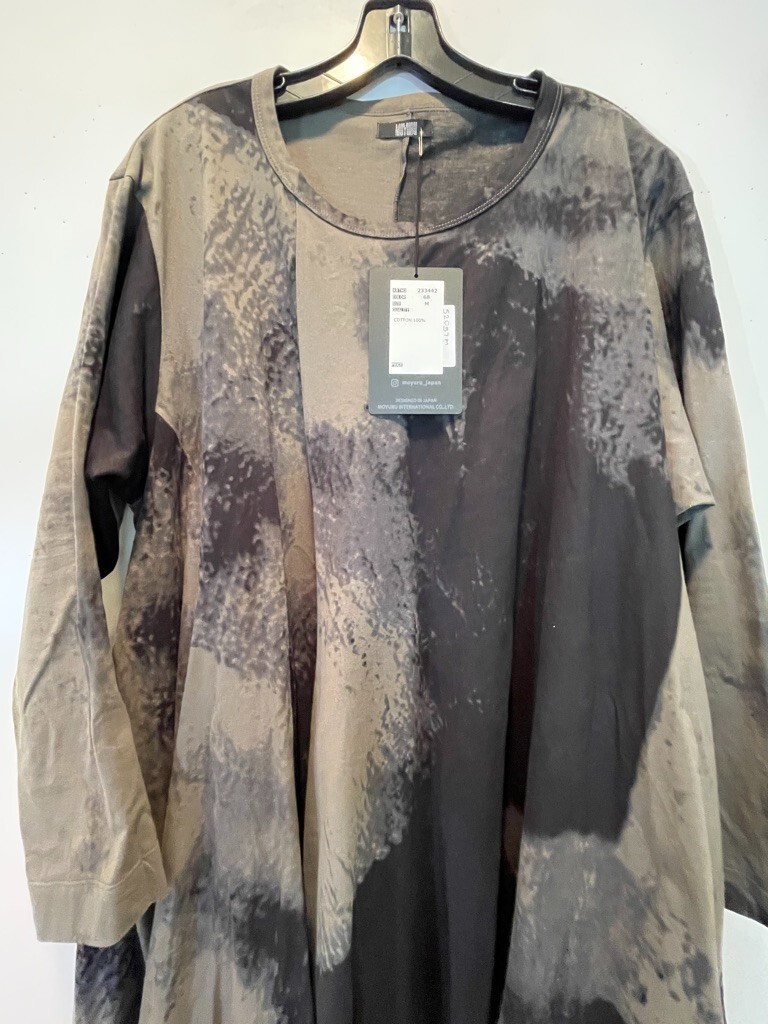 MOYURU TUNIC TOP High Low Hankerchief Hem Brown-Black Cotton M NEW