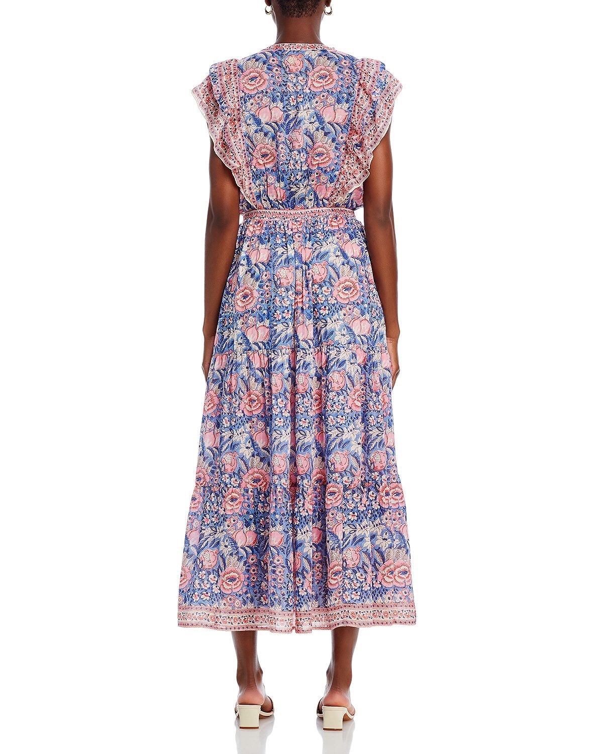 NEW! BELL by Alicia Bell Phoebe Maxi Dress Pink Blue V Neck Size XS $372