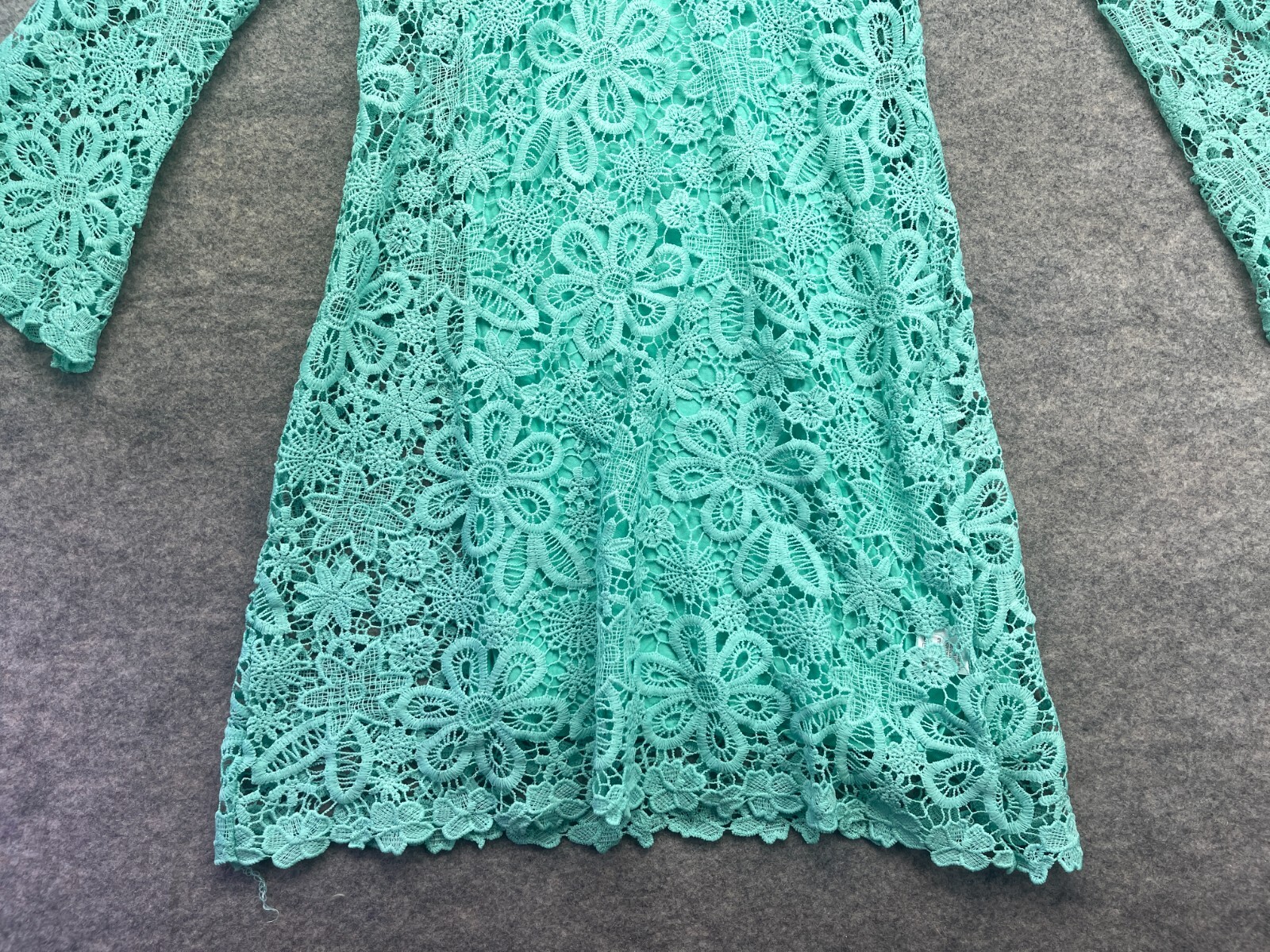 K Jordan Dress Size Large L Turquoise Blue Lace Crochet Layered Knee Length