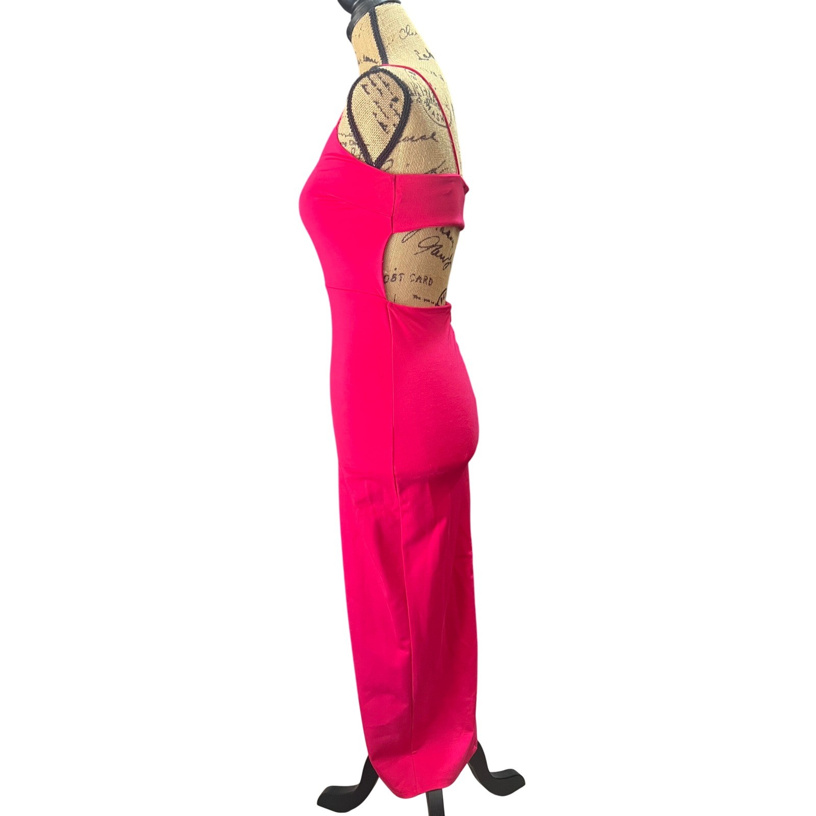 Forever 21 Hot Pink Open Back Cutout Side Slit Bodycon Maxi Dress Small
