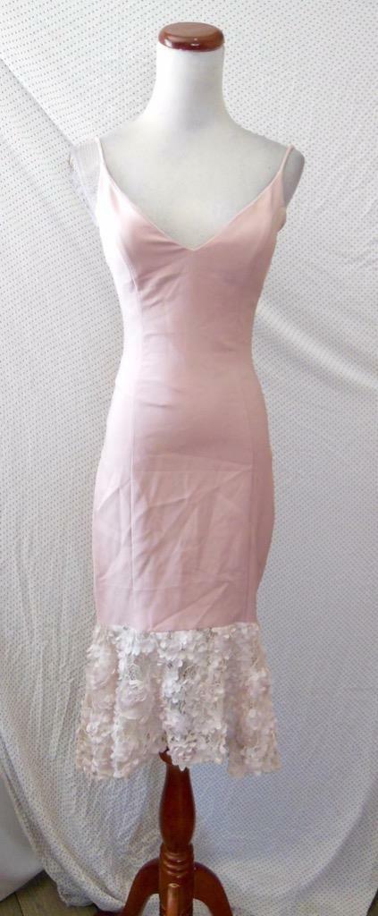 NEW Maria Bianca Nero BLUSH Milly LACE Hi-Lo HEM Flounce SHEATH Slip DRESS 0