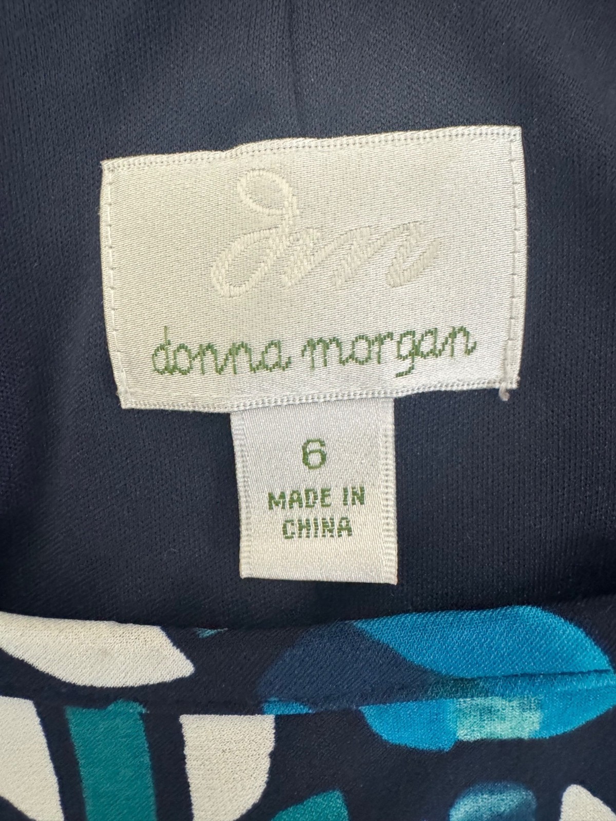 Donna Morgan Teal Geometric Print Side-Tie Wrap Dress Size 6 Office Work Spring