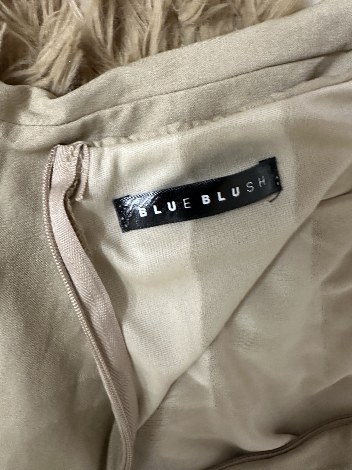 Blue Blush Beige Ruffle Bubble Hem Halter Dress Size Small – Super Cute!!