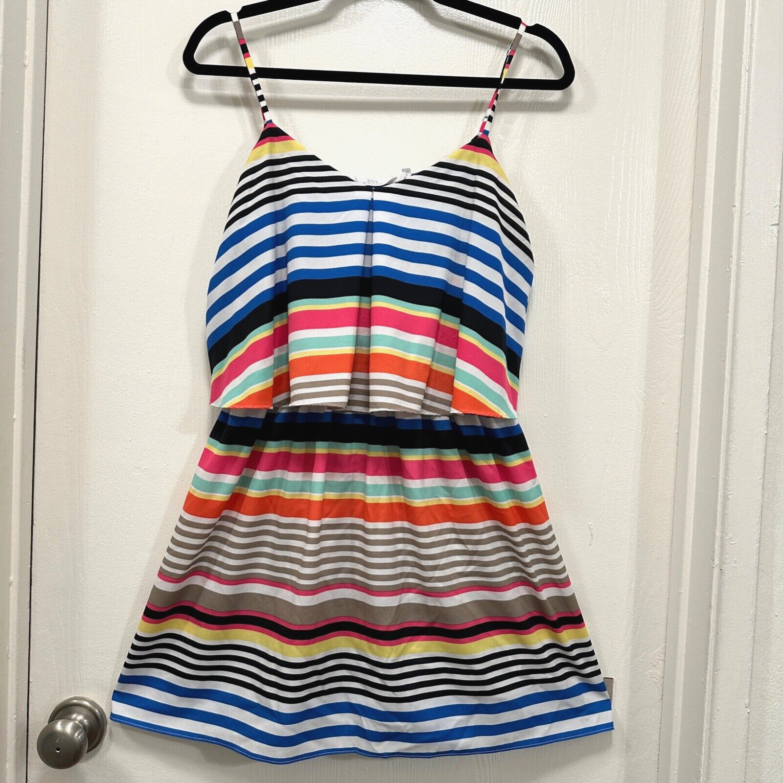 Zoa New York Dress straps Rainbow Striped Multicolor lightweight size XS