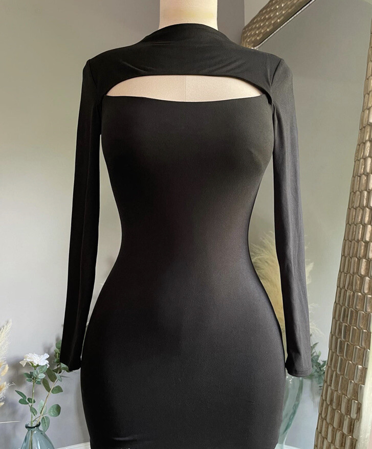 NEW Women’s Fashion Sexy Clubwear Party Supersoft Cutout front mini dress BLACK
