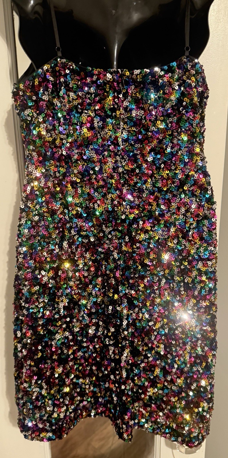 Endless Rose Confetti Rainbow Sequin Spaghetti Strap Mini Party Dress S
