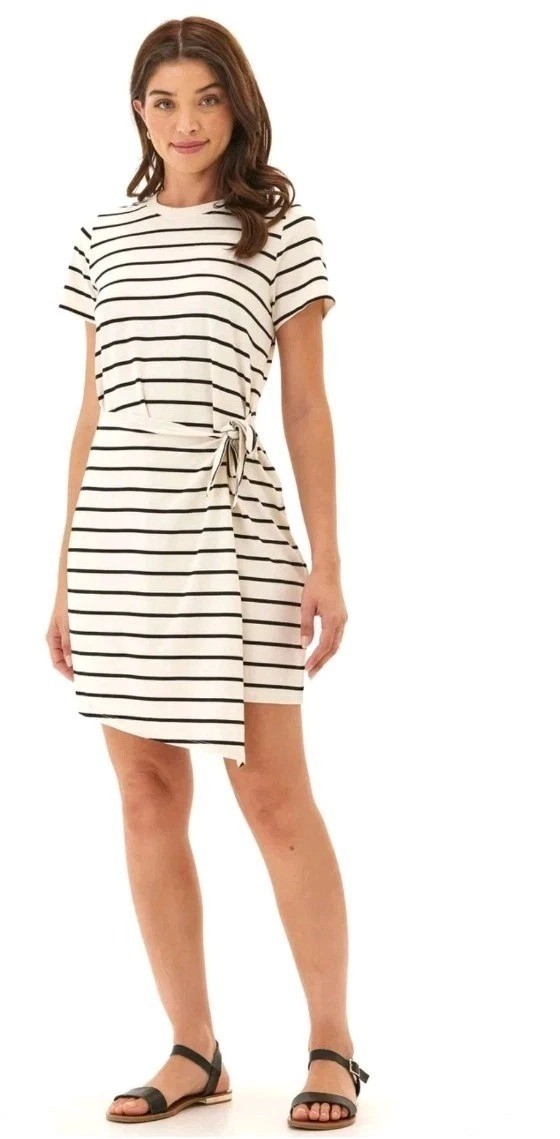 Threads 4 Thought Striped Tie-Waist Shirt Dress XXL Modal Cotton Blend F1193