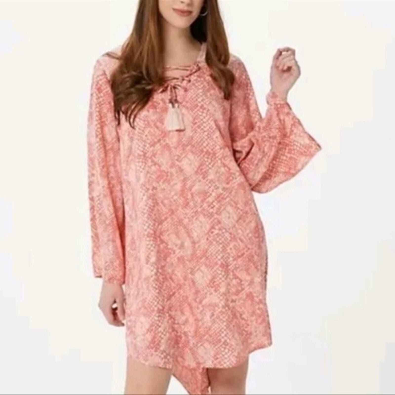 Haute Hippie Tribe Light Coral Pink Python Dress Size 1X