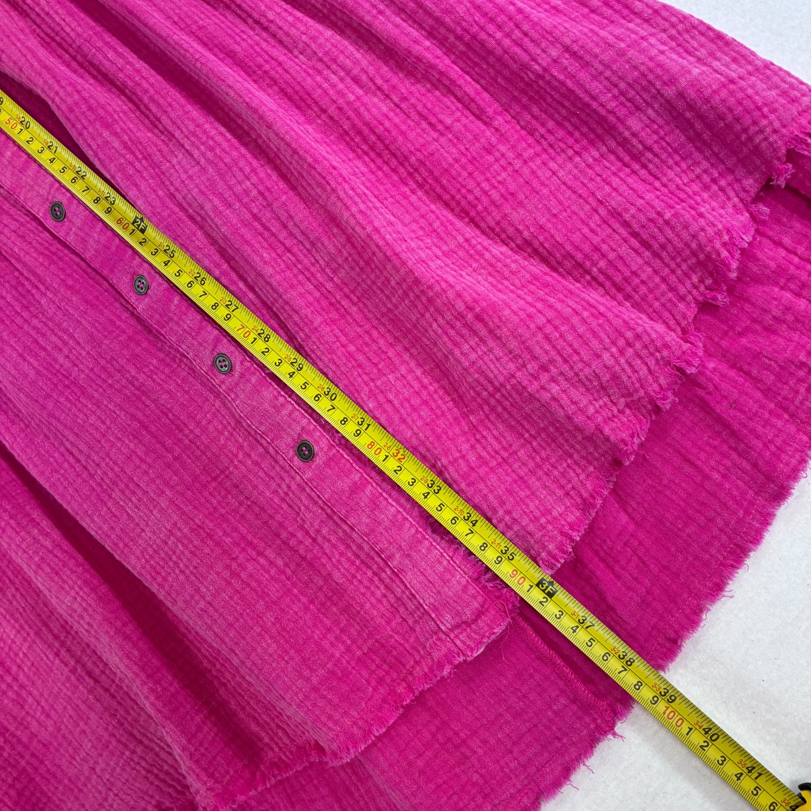 Umgee M Boho Hot Pink / Fuchsia Gauze Mini Shirt Dress New Babydoll 100% Cotton