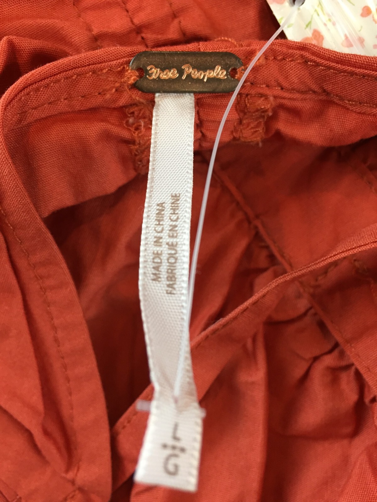 Free People Hold On Mini Dress Red Rust Size L Smocked Ruched Button Front NWT