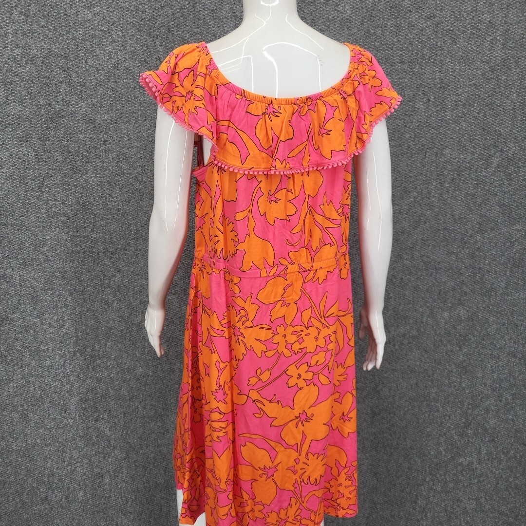 Isaac Mizrahi Live Allover Printed Modern Dress Petite Large Sz Pink Trendy Top