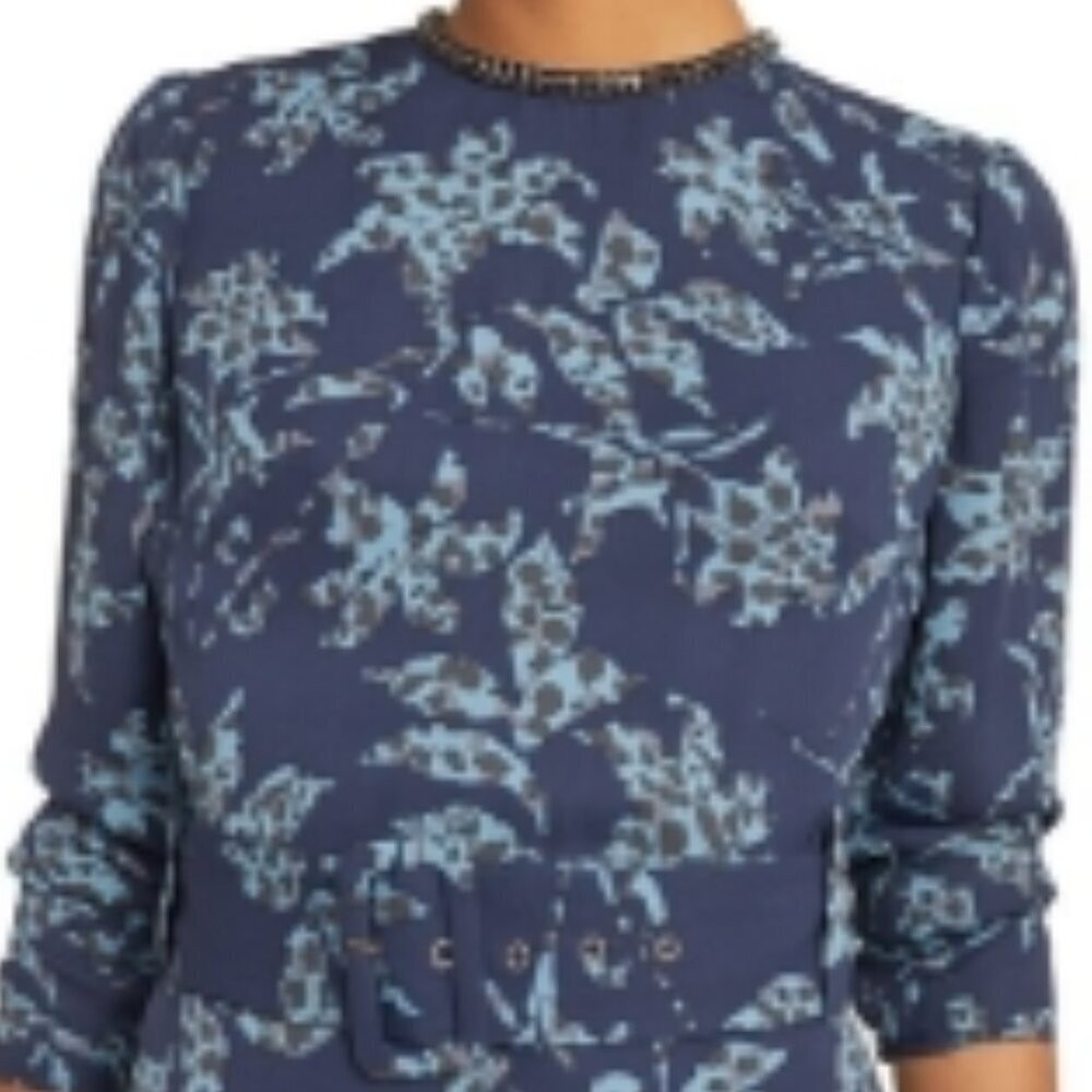 REISS Melody Blue Floral Print Dress – Size 6 (NWT)