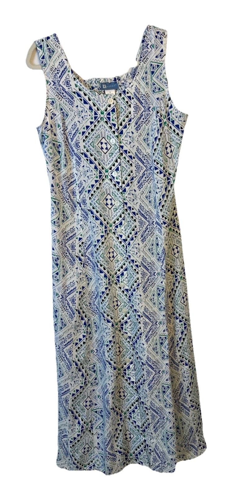 VTG Koret Sleeveless Scoop Neck Dress Women’s Sz S White Blue Green Black NWT