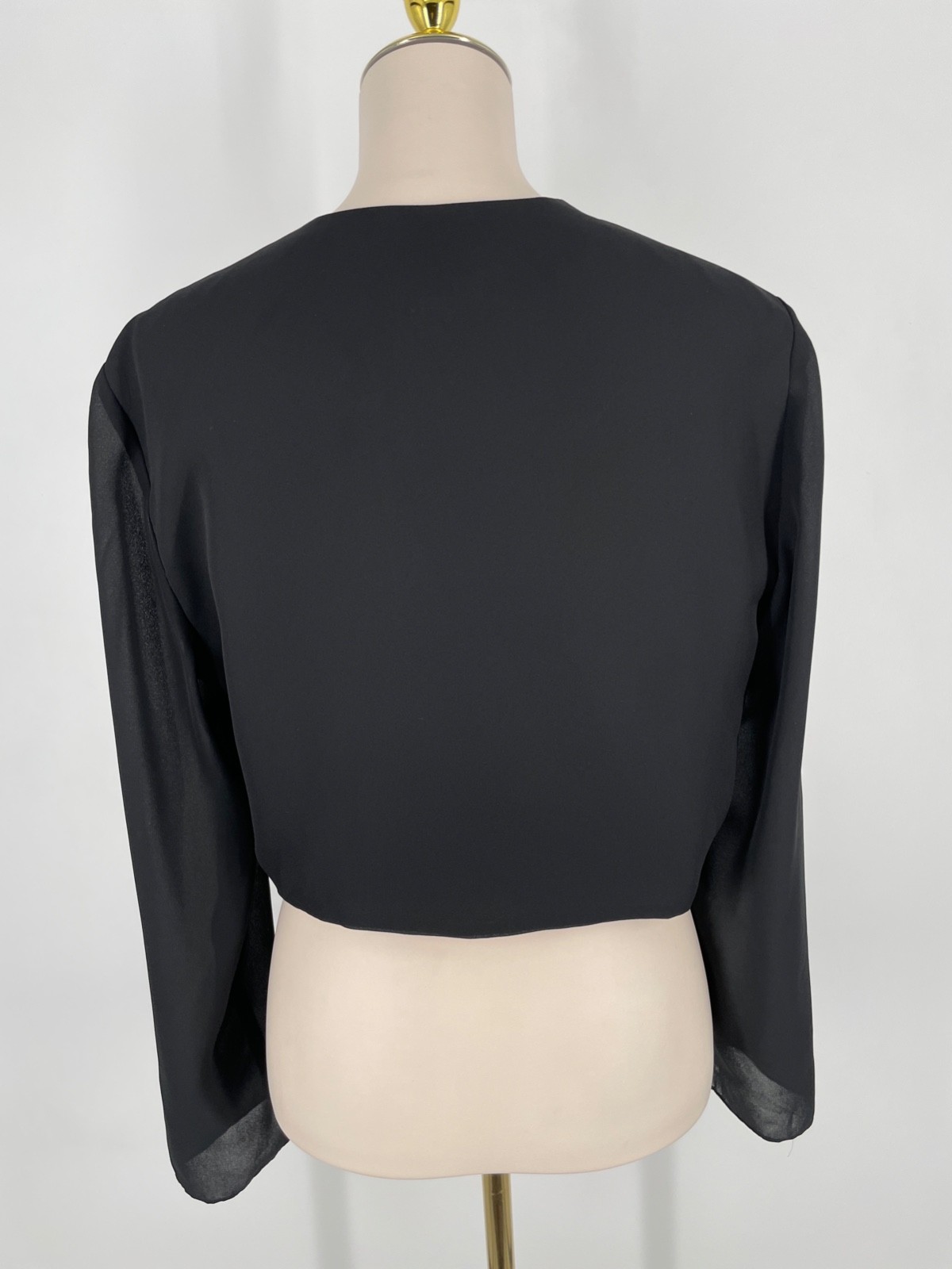 VTG Virgo women’s 12 Black Chiffon A-Line 2pc Dress set Scoop Neck bolero jacket