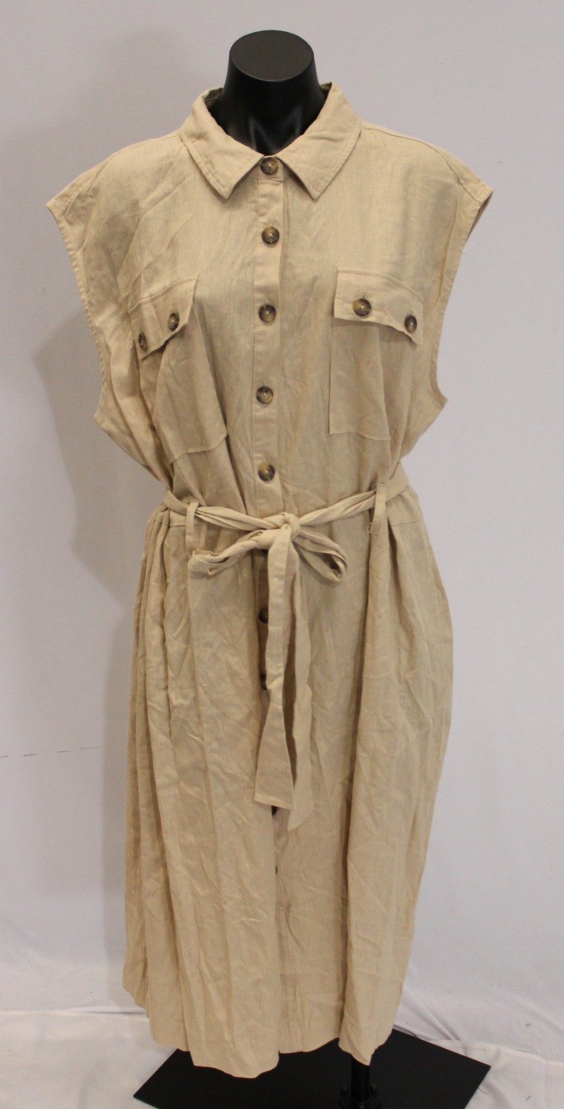 Wonderly Women’s Plus Button Front Midi Dress EJ3 Ceramic TA Size 2X NWT