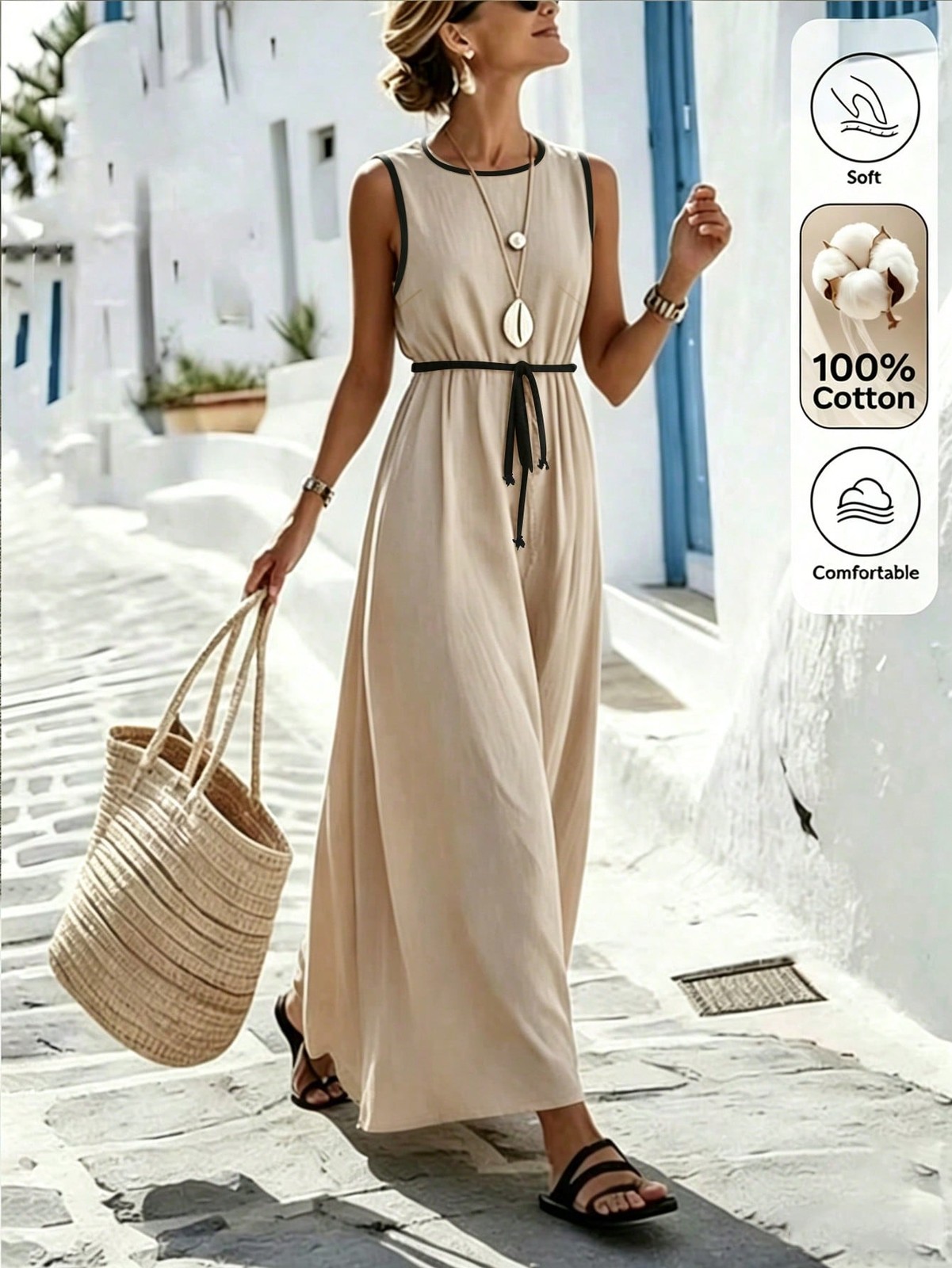 Ladies Camel Knot Long Summer Dress